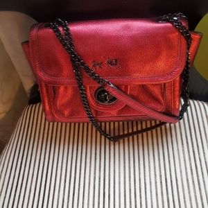 COACH Meallic Red Leather Crossbody Bag